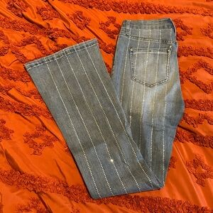 Women's Blue Jeans with Rhinestone Detailing